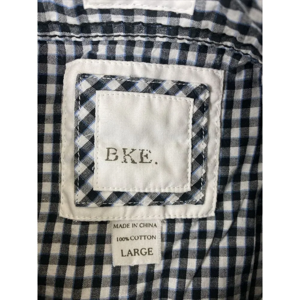 BKE Buckle Western Shirt‎ Mens Size L Black Plaid Long Sleeve Pearl Snap Cowboy